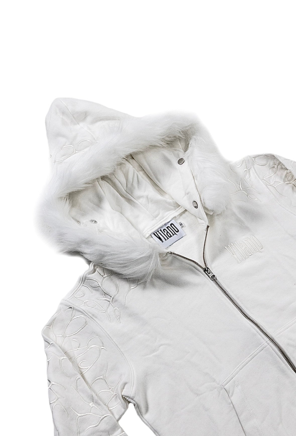 VILANOSIXX FAUX FUR ZIP UP WHITE