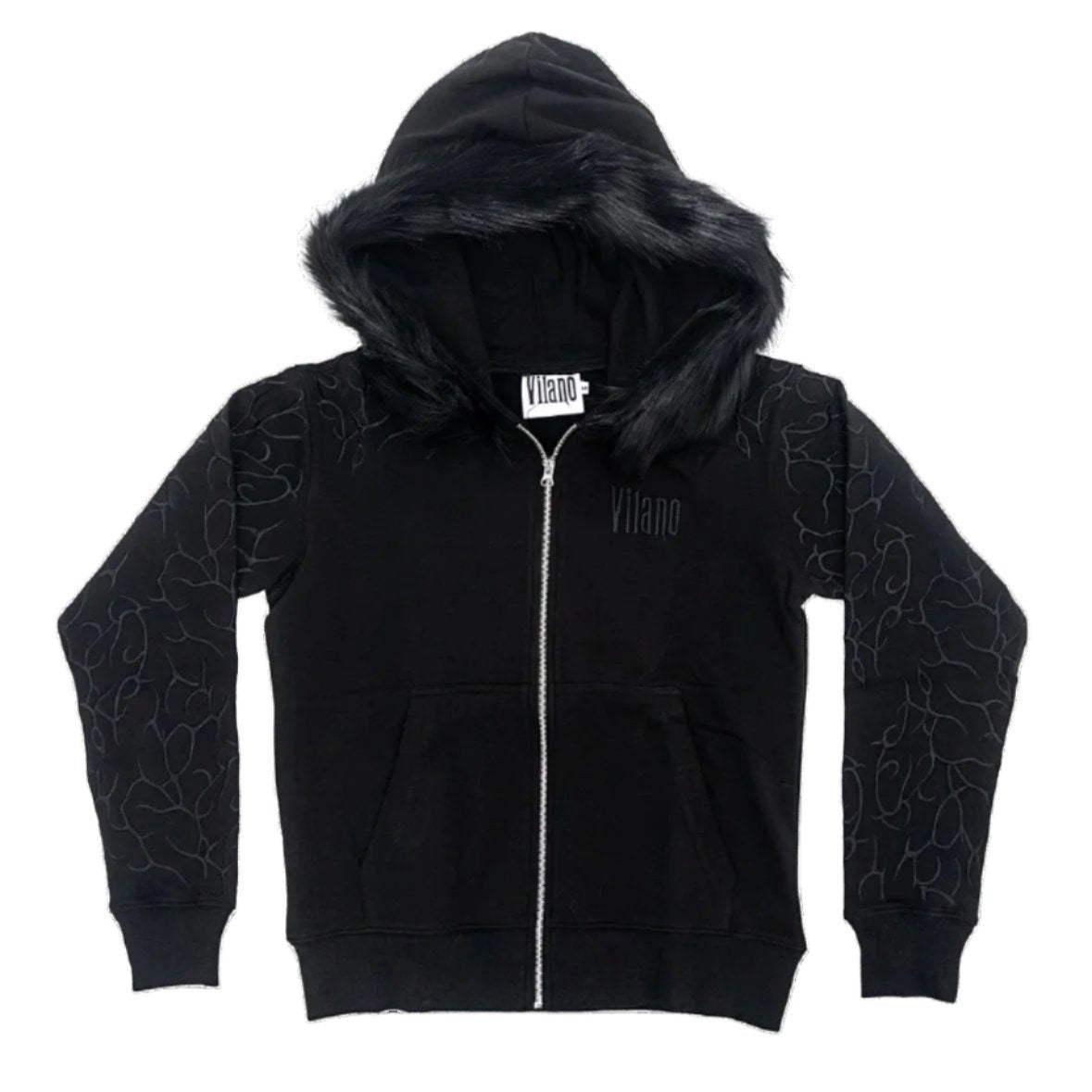 VILANOSIXX FAUX FUR ZIP UP BLACK