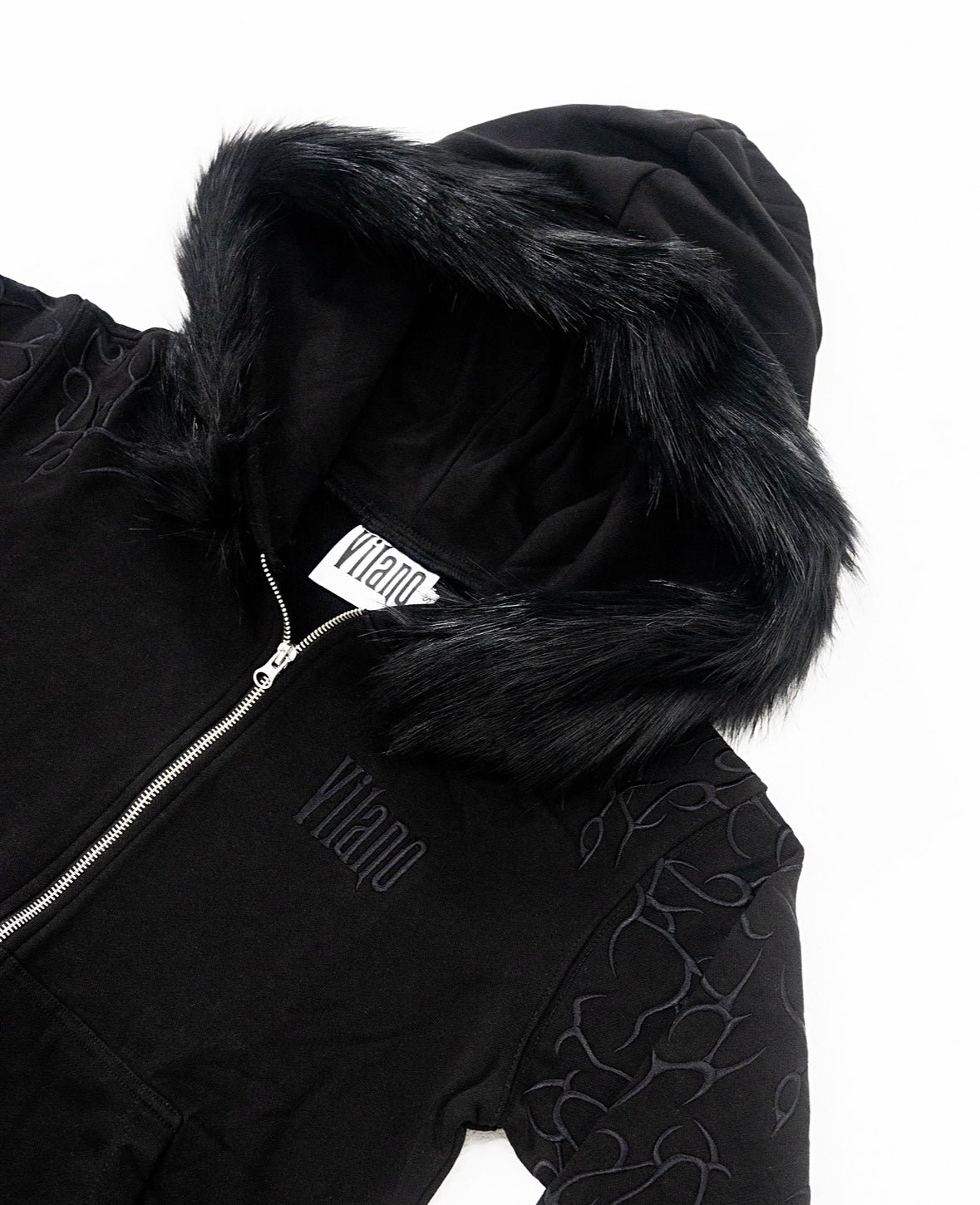 VILANOSIXX FAUX FUR ZIP UP BLACK